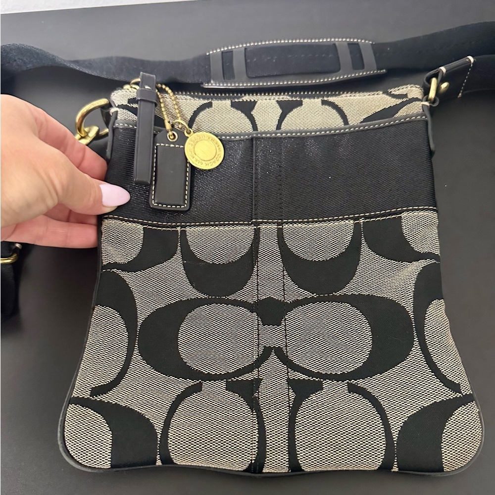 Coach Black and Grayish Tan Legacy Crossbody Bag. EUC W Coach Tag & Bag Charm. - Picture 2 of 14